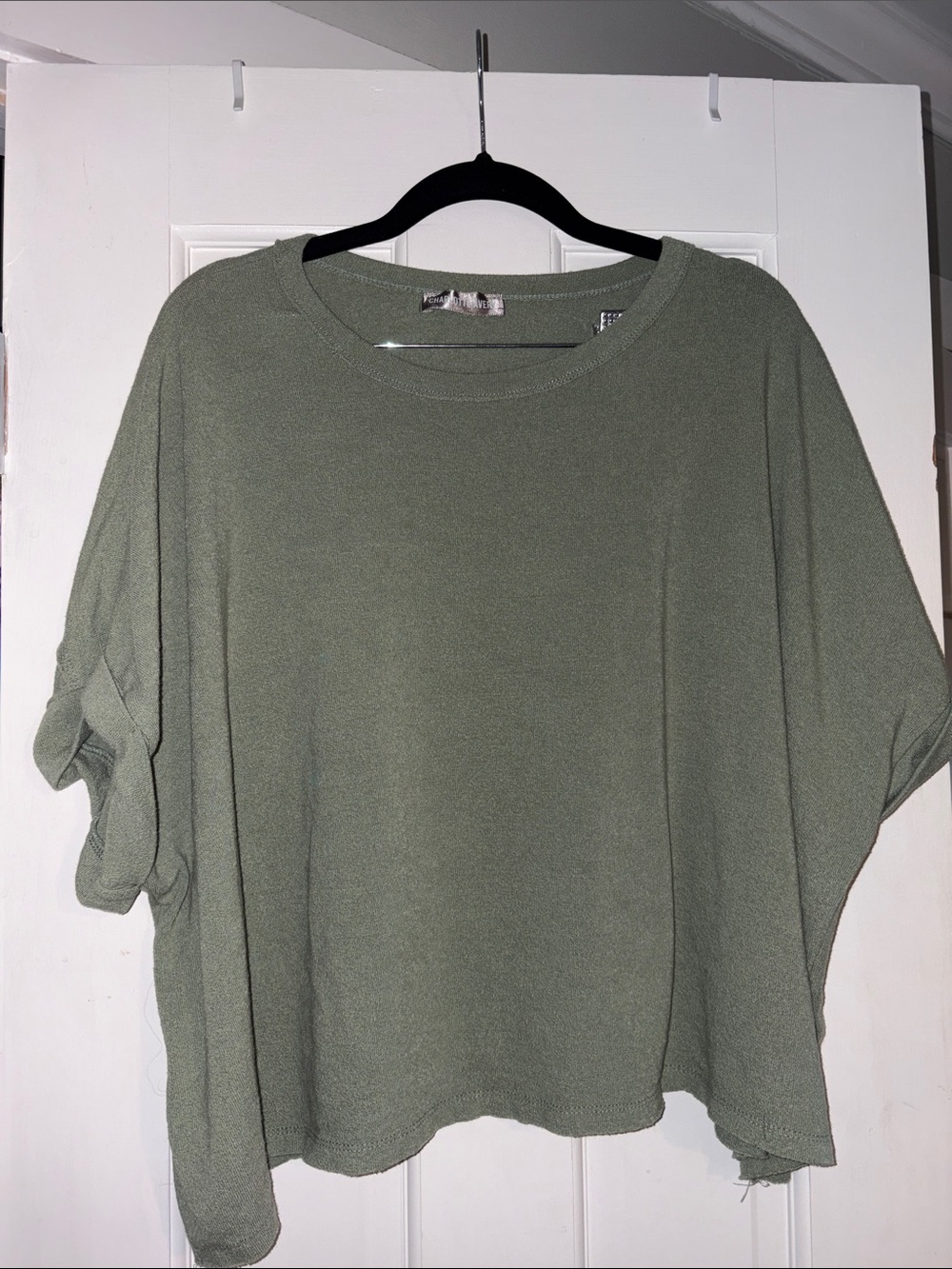 Relaxed Olive Green Knit Drop-Shoulder Top